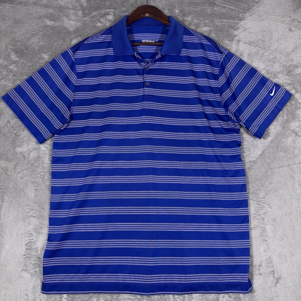 Nike Polo Shirt Mens XL Blue Dri-FIT Standard Fit Golf Performance Stretch - Picture 1 of 8